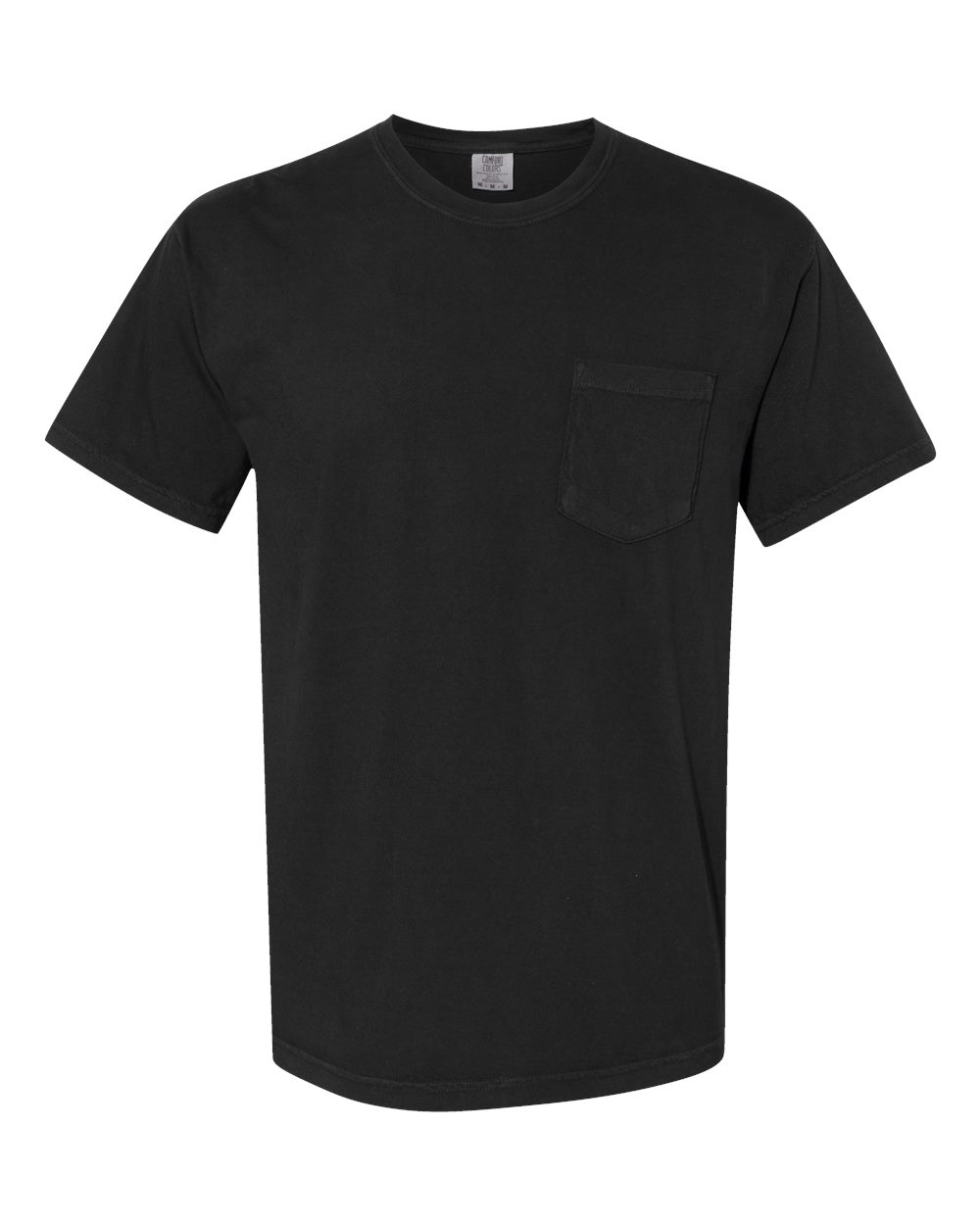 Black garment-dyed heavyweight pocket t-shirt front view