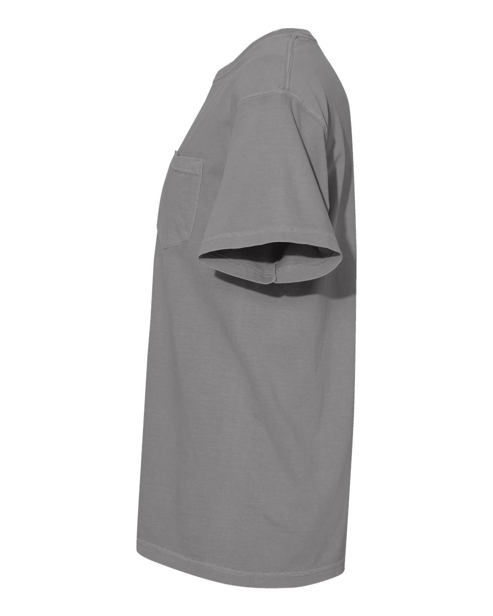 Gray garment-dyed pocket t-shirt chest pocket detail