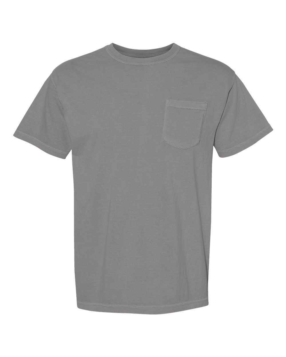 Gray garment-dyed heavyweight pocket t-shirt front view